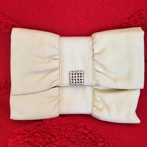 Banana Republic Bow shaped Muted Citron Clutch with Faux Diamond Closure